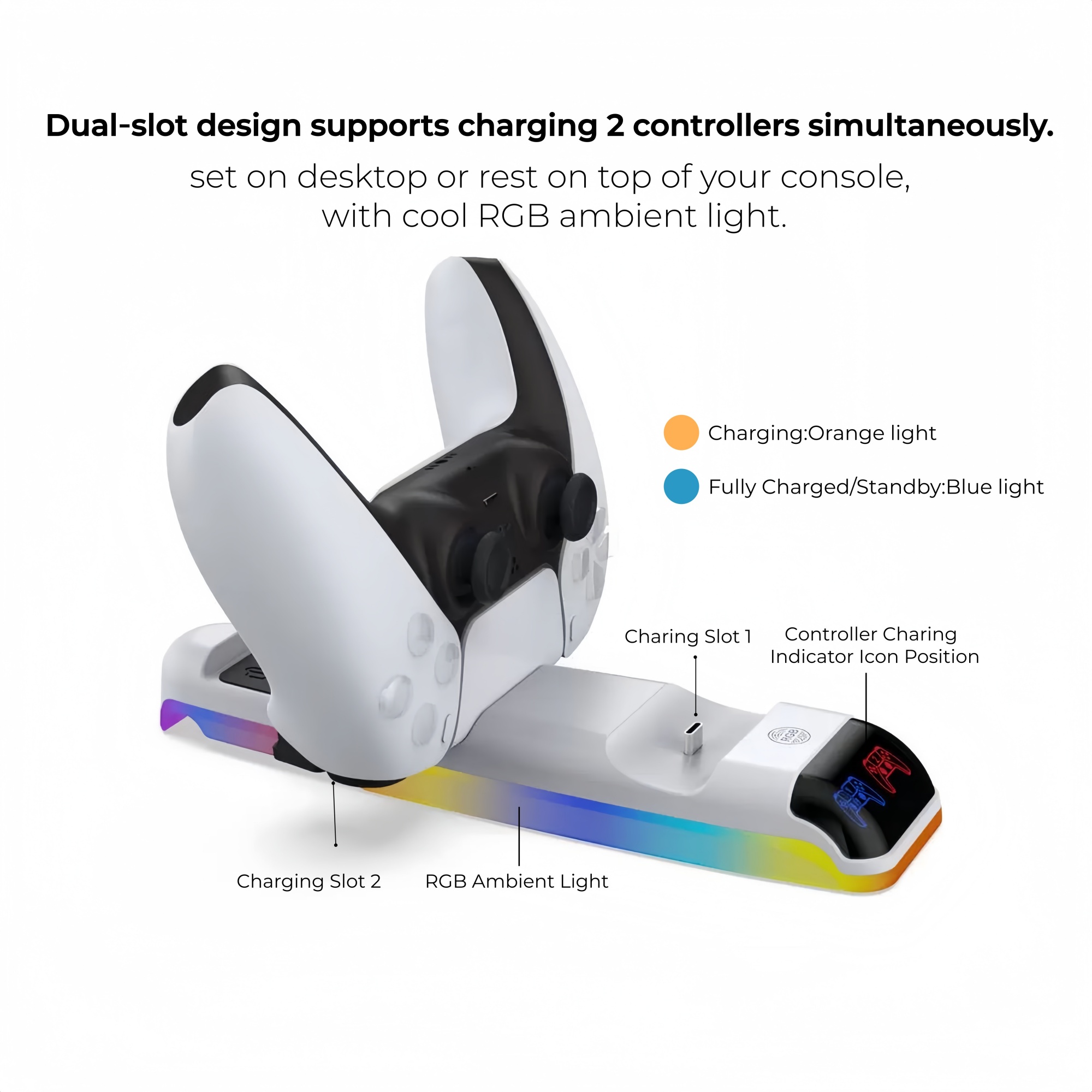 RGB Light Charging Dock For PS - Sony Controller Dualsense recension och pris