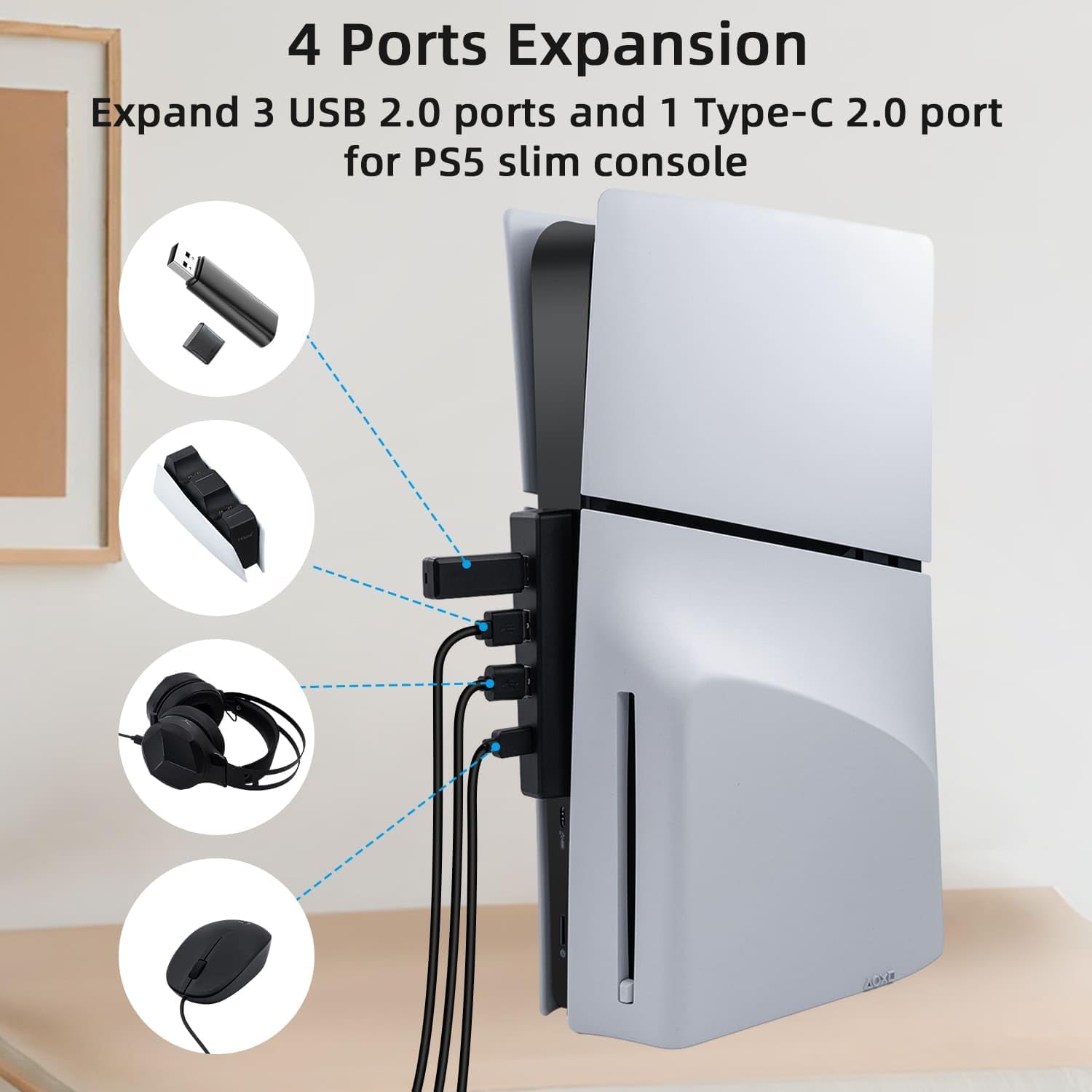 4 Ports USB Hub for PS5 Slim D - Gaming Console Sony recension och pris
